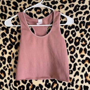 Pastel Pink Ribbed Cropped Tank Top